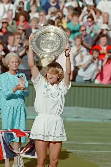 Images Dated 2nd July 1988: Steffi Graf pictured with her trophy, the Venus Rosewater Dish