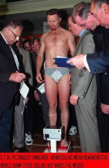 Images Dated 5th July 1996: Steve Collins during weigh in before fight with Nigel Benn in Manchester