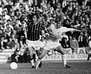 Steve Kember of Crystal Palace tripped by Terry Yorath of Leeds. 18th October 1969 Steve Kember of Crystal Palace tripped by Terry Yorath of Leeds. 18th October 1969