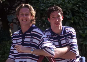 Steve Mcmanaman and Robbie Fowler at the England training camp ahead of the Euro 2000 Steve Mcmanaman and Robbie Fowler at the England training camp ahead of the Euro 2000