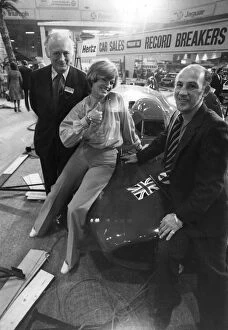 Images Dated 1st October 1977: Stirling Moss with Lord MOntagu and Tania Bern at motor show - october 1977