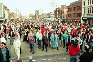 00666 Gallery: The Stockton Line Dance world record attempt in Stockton town centre. 3rd March 1997