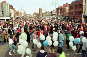 00666 Gallery: The Stockton Line Dance world record attempt in Stockton town centre. 3rd March 1997