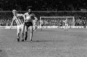 Stoke City 2 v. Wolverhampton Wanderers 1. Division 1 Football. April 1982 MF06-40-017 Stoke City 2 v. Wolverhampton Wanderers 1. Division 1 Football. April 1982 MF06-40-017
