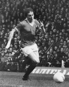 Stuart Pearson, Manchester United player in action, Old Trafford Stuart Pearson, Manchester United player in action, Old Trafford
