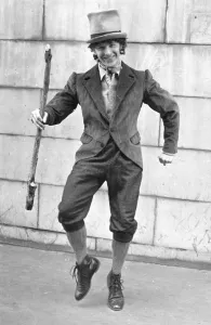 Images Dated 4th April 1970: A student in Dublin dresssed as a Leprechaun doing a Irish Jig