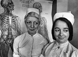 Student nurses Lena Palmer and Leslie Young at Rubery Hill Hospital, Birmingham
