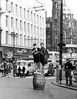 Rag Week Gallery: Students do a barrel dance during rag week in Newcastle in October 1963