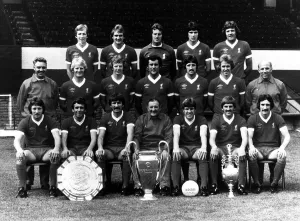 The successfull Liverpool football team of 1977 pose for a group photograph with manager The successfull Liverpool football team of 1977 pose for a group photograph with manager