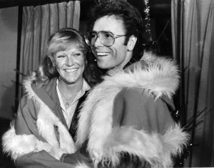 Sue Barker and Cliff Richard laughing during Variety Club lunch - December 1983 Sue Barker and Cliff Richard laughing during Variety Club lunch - December 1983