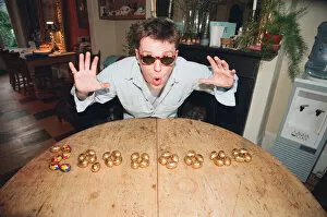 Images Dated 5th April 1996: Suggs, lead singer of British ska group Madness, at the Lottery Preview