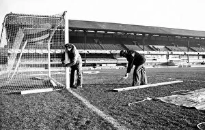 Sunderland Associated Football Club - Groundsmen prepare for a match at Roker Park 3