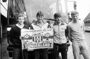 Sunderland Associated Football Club - The Milk Cup final 22 March 1985, l to r, Berry Sunderland Associated Football Club - The Milk Cup final 22 March 1985, l to r, Berry