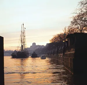 Sunset on Thames Embankment. London. February 1967 Sunset on Thames Embankment. London. February 1967