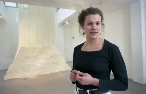 Susan Stockwell, artist, with her loo roll creation. 01/01/1994 Susan Stockwell, artist, with her loo roll creation. 01/01/1994