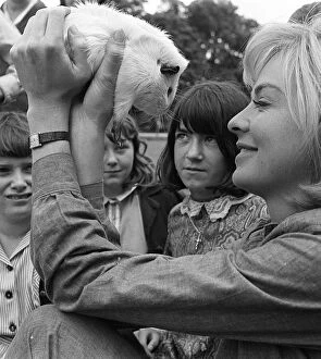 Celebrity Pets Gallery: Susannah York with pet guinea pig and children on the set of the film Scruggs