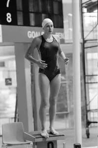 Swimmer Sharron Davies seen here training at the swimming pool before her heat in the 200 Swimmer Sharron Davies seen here training at the swimming pool before her heat in the 200