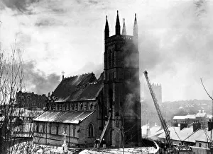Teams of firemen fighting to save St Godric's Roman Catholic Church in Durham City Teams of firemen fighting to save St Godric's Roman Catholic Church in Durham City