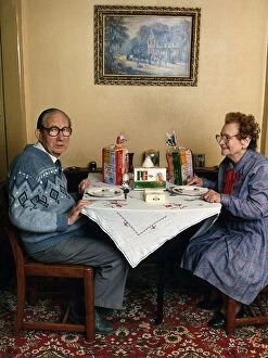 Images Dated 30th November 1988: Ted And Alice Barham pensioners and the food they bought on a wild spending spree with