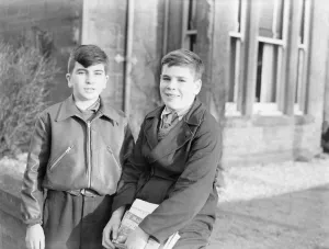 Two teenage boys January 1950 George Anderson and Jimmy Creightonplan trip to Two teenage boys January 1950 George Anderson and Jimmy Creightonplan trip to
