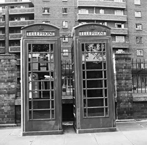 00468 Gallery: Telephone Kiosks outside a tall apartment block, 9th October 1962