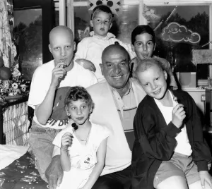 Telly Savalas actor with young cancer patients in June 1989 at the Royal Marsden Hospital Telly Savalas actor with young cancer patients in June 1989 at the Royal Marsden Hospital