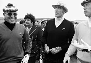 Telly Savalas (L) and others at Pro Am golf tournament 1974