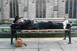 Images Dated 3rd December 1992: Terry Pratchett lying down on a bench. Pratchett is an English author of fantasy novels