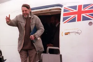 Terry Waite Nov 1991 Beirut hostage on arrival in Britain after being released by his Terry Waite Nov 1991 Beirut hostage on arrival in Britain after being released by his