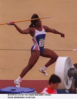 Images Dated 26th July 1996: Tessa Sanderson of Great Britain rears back for a throw during the women'