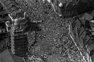 Images Dated 11th May 1980: Thousands of West Ham supporters throng around the Bolyn at Upton Park as the Hammers