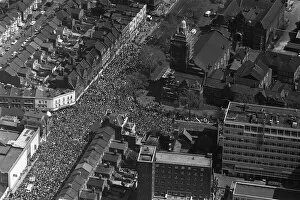 Images Dated 11th May 1980: Thousands of West Ham supporters throng around the Bolyn at Upton Park as the Hammers