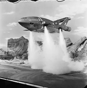 Science Fiction Gallery: Thunderbird II takes off in Slough film studios during filming of the Thunderbirds series