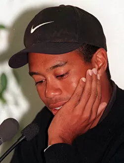 Images Dated 15th July 1997: Tiger Woods golfer at a press conference July 1997 on the eve of the Open Golf tournament