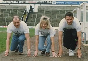 Images Dated 30th April 1992: Tim Healy, Denise Welch and footballer Bjoen Kristenson line up for the launch of
