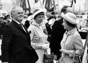 During her time at Tees Dock, the Queen has a chat with Langbaurgh Council leader During her time at Tees Dock, the Queen has a chat with Langbaurgh Council leader