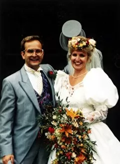 Images Dated 8th September 1990: Timmy Mallett TV Presenter at his wedding to Lynda Bingham