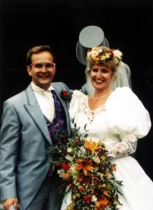 Images Dated 8th September 1990: Timmy Mallett TV Presenter at his wedding to Lynda Bingham