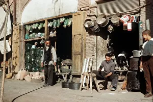 Tinsmith at work in Khoy village near Turkey Iran frontier North West Iran Tinsmith at work in Khoy village near Turkey Iran frontier North West Iran