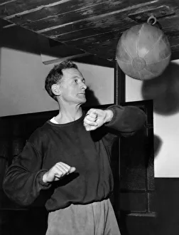 Tom Finney putting the punch into things. December 1959 P012590 Tom Finney putting the punch into things. December 1959 P012590