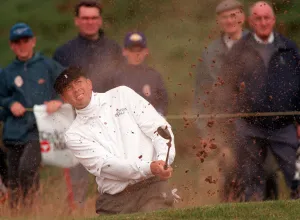 Tom Lehman at Troon for the Open Championship July 1997 In the bunker during his last Tom Lehman at Troon for the Open Championship July 1997 In the bunker during his last