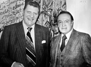 Tommy Cooper Comedian with Bob Hope at the 1977 Royal Command performance to celebrate Tommy Cooper Comedian with Bob Hope at the 1977 Royal Command performance to celebrate
