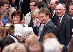 Images Dated 8th September 1997: Tony Blair British Prime Minister 8th September 1997, in Argyle Street Glasgow with wife