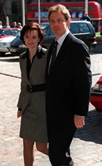 Tony Blair and Cherie Blair arrive for the Memorial Service for Matthew Harding at Tony Blair and Cherie Blair arrive for the Memorial Service for Matthew Harding at
