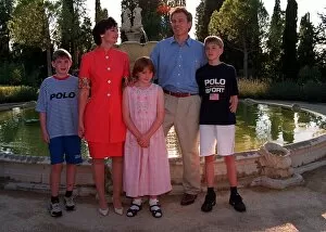 Images Dated 3rd August 1997: Tony Blair and Cherie Blair in Tuscany August 1997 With children Euan Kathryn