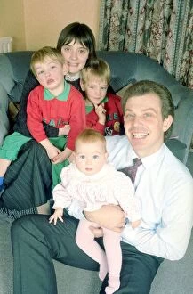 Tony Blair future labour prime minister with his wife Cherie and sons Ewan 4