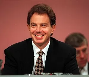 Images Dated 2nd October 1995: Tony Blair Labour Party leader on platform at the Labour Party Conference in Brighton