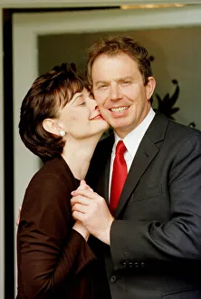 Tony Blair Labour Party Leader Prime Minister receives a kiss from his wife Cherie Blair Tony Blair Labour Party Leader Prime Minister receives a kiss from his wife Cherie Blair