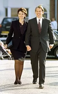 Images Dated 28th September 1997: Tony Blair Labour Prime minister September 1997 walking hand in hand with his wife Cherie