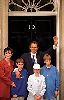 Tony Blair MP with family outside 10 Downing Street May 1997 after Labour won General Tony Blair MP with family outside 10 Downing Street May 1997 after Labour won General